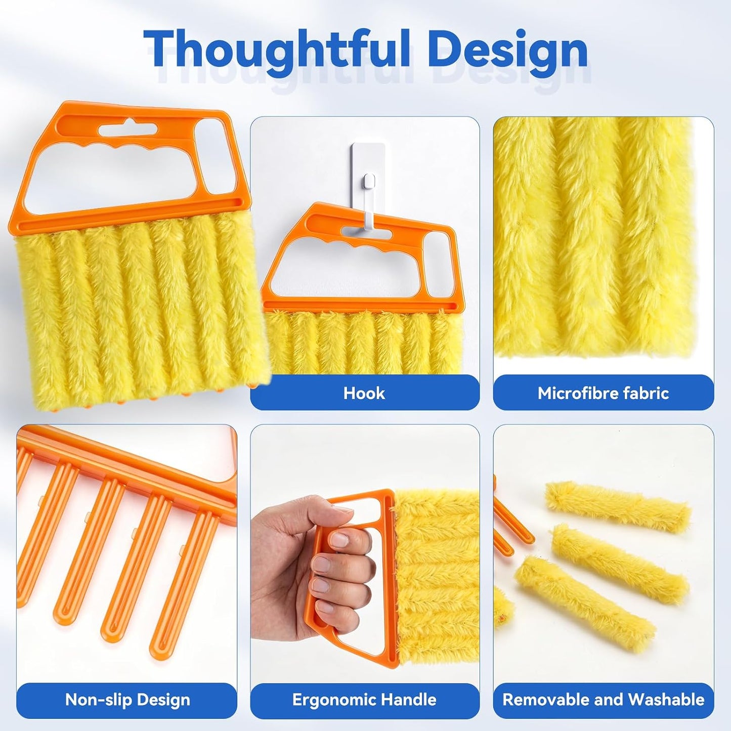 4 Pcs Blind Cleaner & Gap Duster, Under Fridge Retractable Cleaning Tools | Extension Pole Long Handle,Dust Cleaner for Under Appliances Furniture Fridge,Venetian Blinds, Air Conditioner Vents