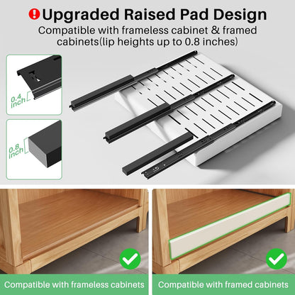 Kitstorack Pull out Cabinet Organizer, Expandable(12"-20") Heavy Duty Slide out Drawers Fixed with Adhesive Nano Film for Pots, Roll out Shelf Storage for Kitchen Base Cabinet Organization(White)