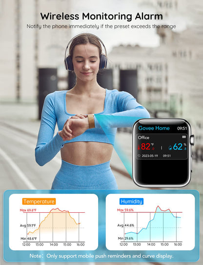 Govee WiFi Thermometer Hygrometer H5103 with Electronic Ink Display | Temp and humidity monitor with alert, 2.4G WiFi & Bluetooth, 2-yr data export. For bedroom, wine cellar, basement