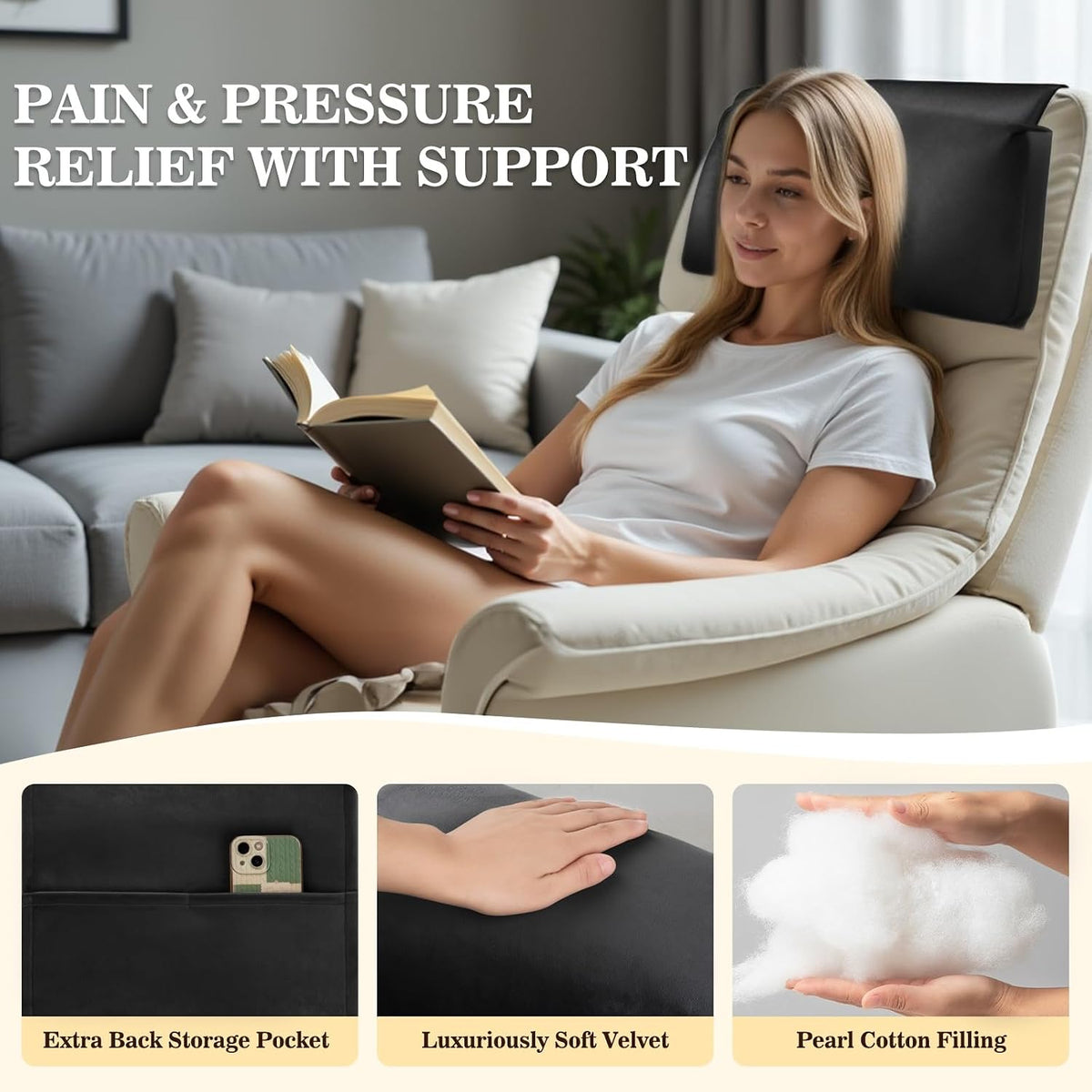 Recliner Headrest Pillow, Adjustable Comfort Neck & Head Support Pillow