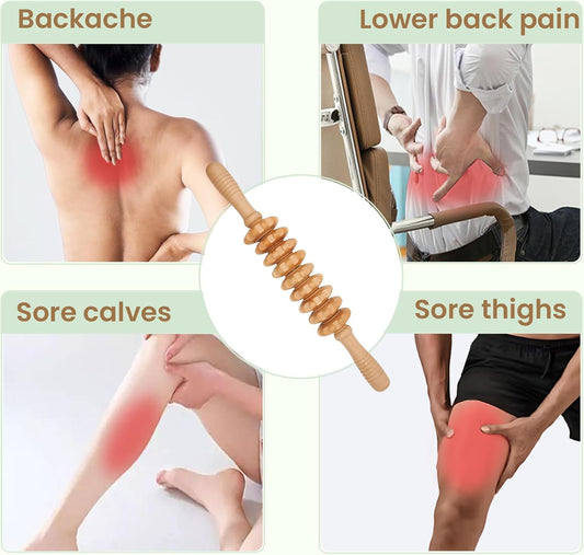 3Pcs Wood Therapy Massage Tools, Lymphatic Drainage & Maderoterapia Kit for Body Sculpting, Anti Cellulite, Wooden Muscle Roller for Deep Tissue, Back, Legs, Foot Roller for Plantar Fasciitis