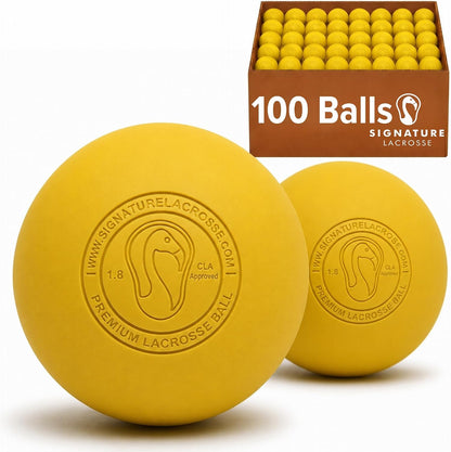 Signature Lacrosse Ball Set - Packs of 2, 4, 8, 12, and 100 - No Chemical Smell Massage Balls, Myofascial Release Tools, Back Roller, Muscle Knot Remover