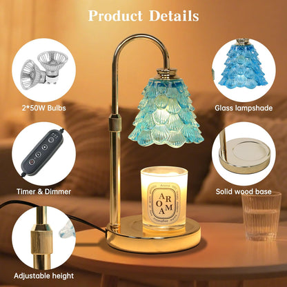 Fragrance Candle Warmer Lamp with 2 Bulbs Electric Candle Warmer with Timer & Dimmer for Home Decor
