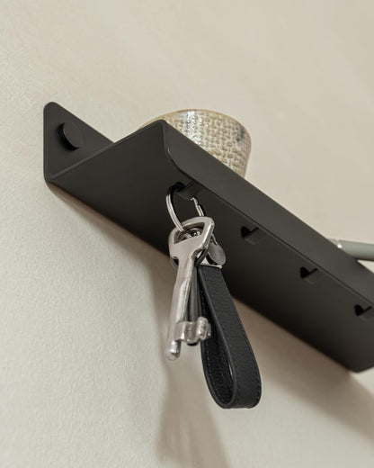 Kazai. Key Holder for Wall 'Holmsen' | Minimalist Key Hooks Design from Berlin | Modern Key Hanger with Metal Shelf | Key Hook Wall Mounted as Hallway Furniture | Sand Taupe