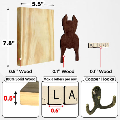 Dog Leash Holder Wall Mount, Pet Harness Hanger with Scrabble Letters, Dog Collar Organizer for Entryway, Memorial Cat Leash Holder for Wall, Pet Loss Gifts, Keepsake, Home Decor PF212-NAT
