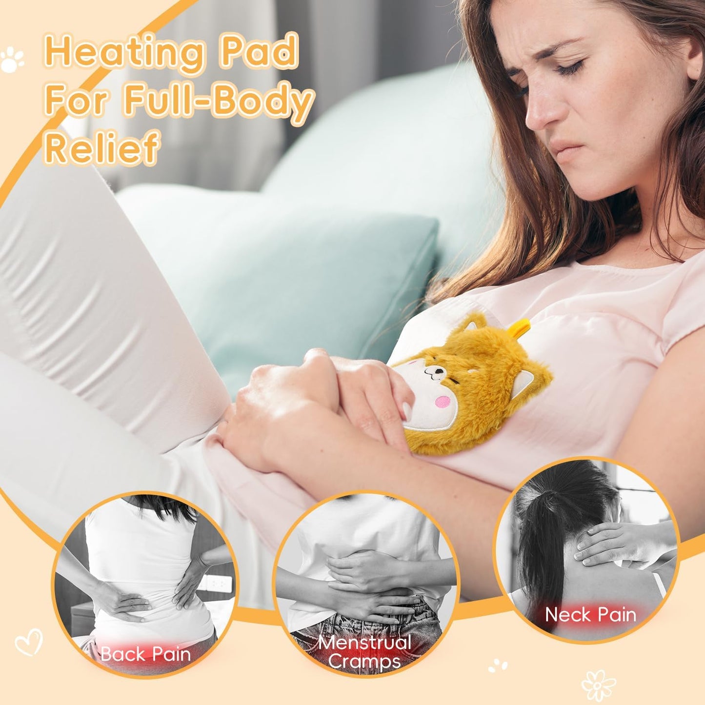 my novel things Microwave Heating Pad with Heated Eye Mask Compress Moist for Relieve Fatigue Period Cramps Uscented Microwavable Heating Pad Cute Bear for Women Birthday Christmas Gifts