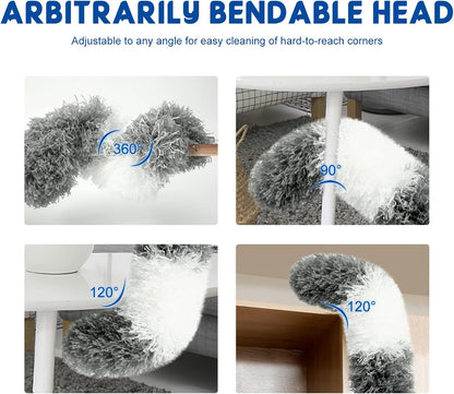 Retractable Gap Dust Cleaner Cleaning Tools with 2 Microfiber Dusting Cloths Long Handle 60inches Washable and Retractable Duster Brush for Cleaning Under Appliances Furniture Couch Fridge