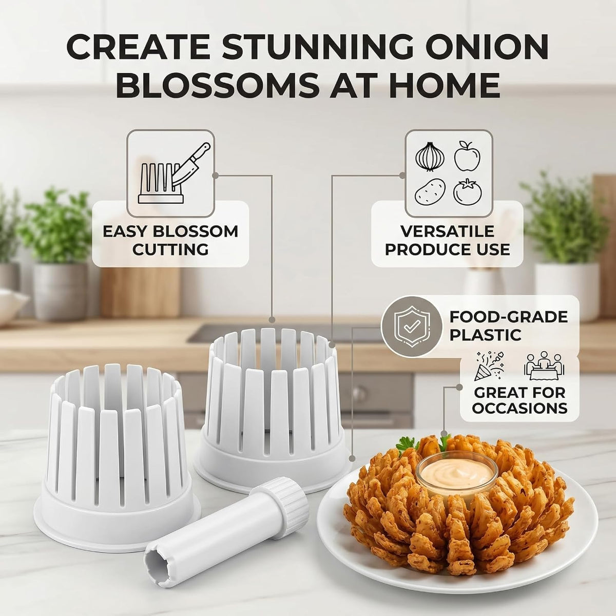 Onion Blossom Maker, Onion Holder for Blooming, Lemon Blooming Onion Cutter for Blooming, Potato Tomato Orange Blooming Maker
