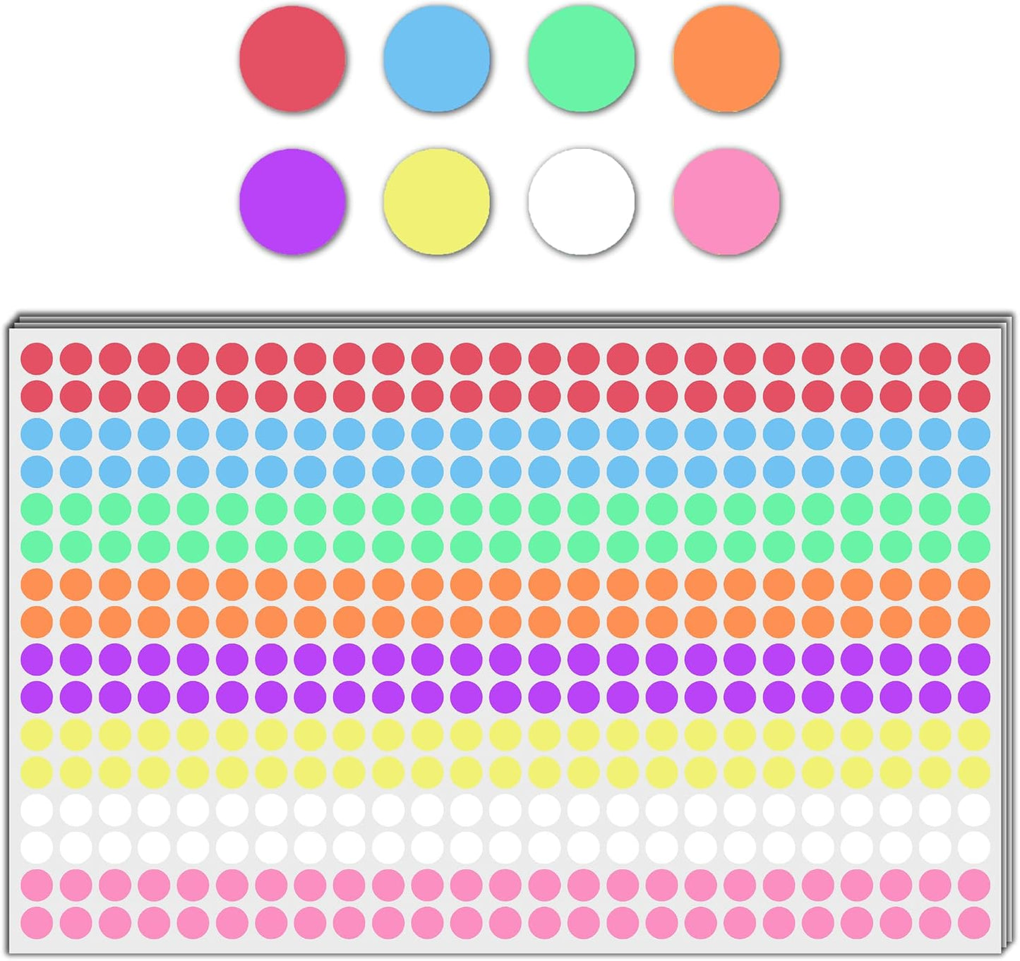 6000 Pack - 1/4" Small Colored Dot Stickers Round Labels, 8 Colors
