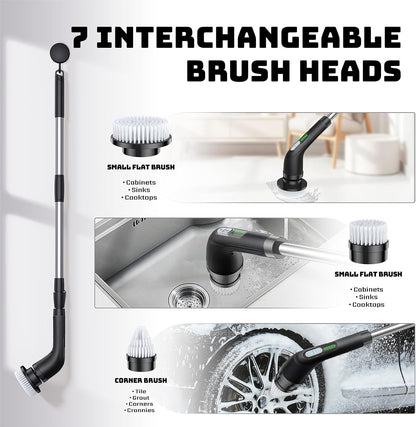 Highyes Electric Spin Scrubber for Cleaning Bathroom: Cordless Power Shower Scrubber - Electric Cleaning Brush for Tile Tub