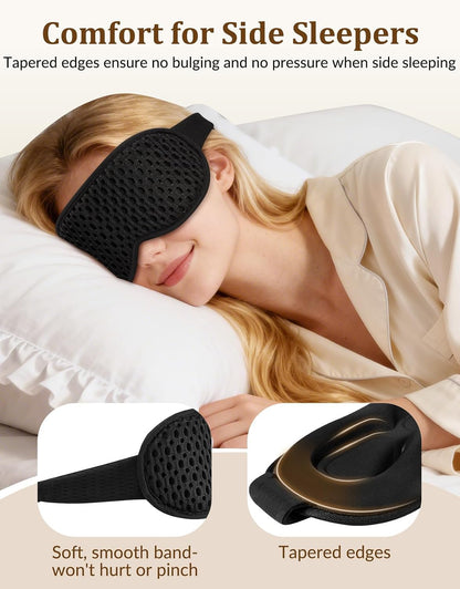 3D Contoured Sleeping Mask for Women Men, Soft Zero Pressure Eye Masks, Light Blocking Sleep Mask, Eyelash Friendly, Adjustable Eye Mask for Travel Essentials