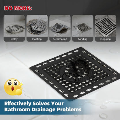 Hibbent Upgraded Shower Drain Hair Catcher for Bathroom Floor 4" Drain, Anti-Clogging Shower Drain Cover, Stainless Steel & Silicone Drain Strainer with Handle, Shower Drain Protector, Grey