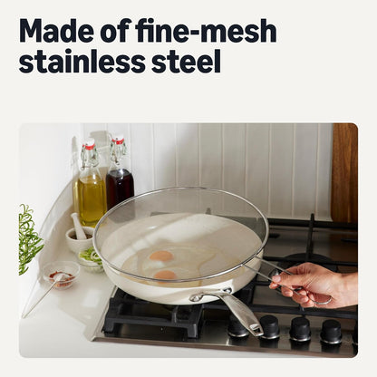 Amazon Basics Grease Splatter Screen for Frying Pan, 13 in., Stainless Steel, Dishwasher-Safe