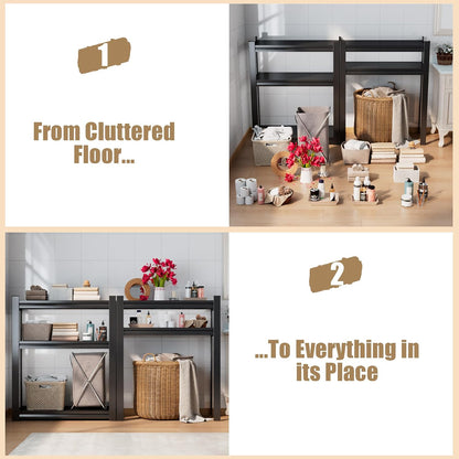 Over Washer and Dryer Shelves, 4 Tiers Adjustable Height Laundry Room Storage and Organizer Standing Shelf, Metal Freestanding Space Saving Organizers Shelf (4-Tier 63" H*45" W*15.7" D)