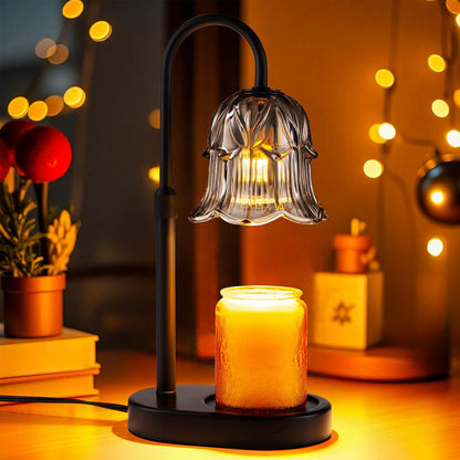 Candle Warmer Lamp Adjustable Timer - Electric Flower Glass Candles Light