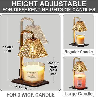 Candle Warmer Lamp with Timer Dimmer Adjustable Height,Electric Dimmable Wax Warmer for Scented Jar Candles,Mom Birthday Gifts for Women,House Warming Gifts New Home Bedroom Decor,Black