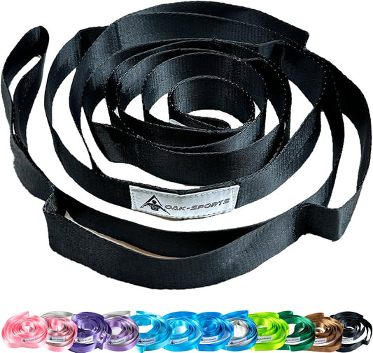 Oak-Sports Stretching Strap Yoga Strap for Physical Therapy with 10 Loops, Yoga Straps for Stretching, Upgraded Non-Elastic Stretch Band for Pilates, Dance and Gymnastics with Workout Guide