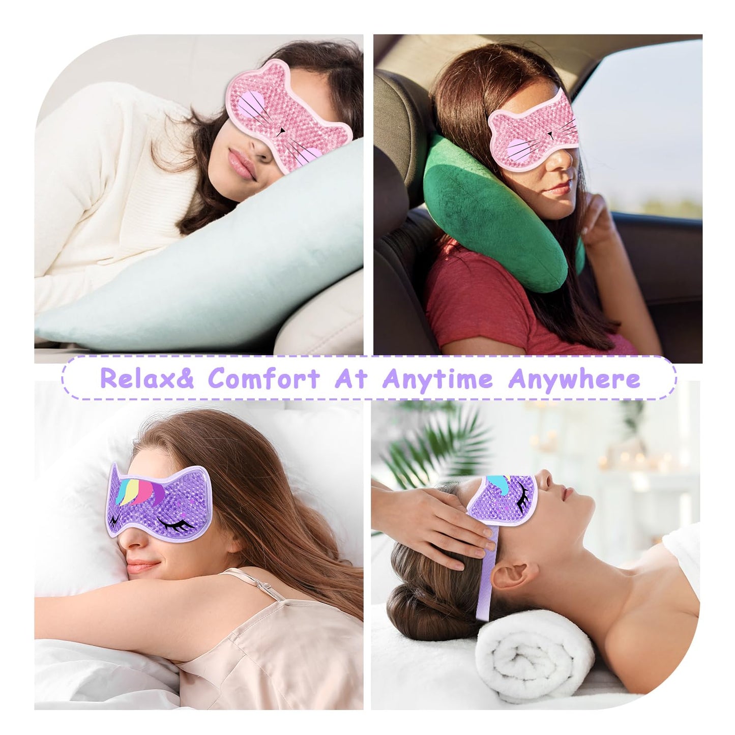 2PCS Cooling Eye Mask Gel Eye Mask, Reusable Hot Cold Therapy Cold Eye Mask for Post Surgery, Puffiness, Dark Circles, Eye Bags, Dry Eyes,color:Pink Purple，number_of_items:2