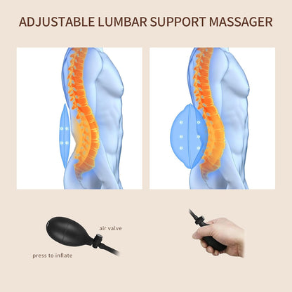 Vibration Massage Seat Cushion with Lumbar Heat, 8-Motor Back and Seat Massager Pad, Manual Lumbar Support, 9 Modes and 3 Intensities for Office Chair, Sofa and Recliner