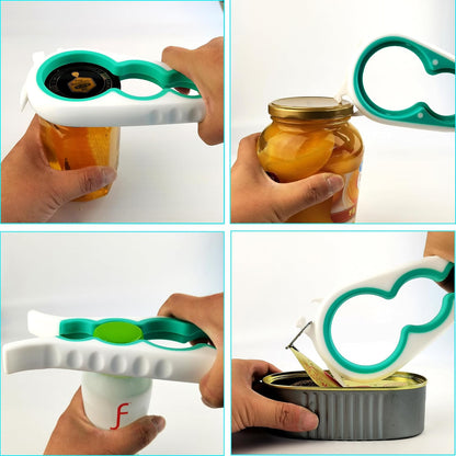 Jar Opener for Weak Hands, Seniors with Arthritis, 5 in 1 Bottle Opener | Multi-use Lid Opener Set with Non-slip Rubber Gripper Pad & Wine Opener, Great for Senior Parents, Grandparents or Loved Ones