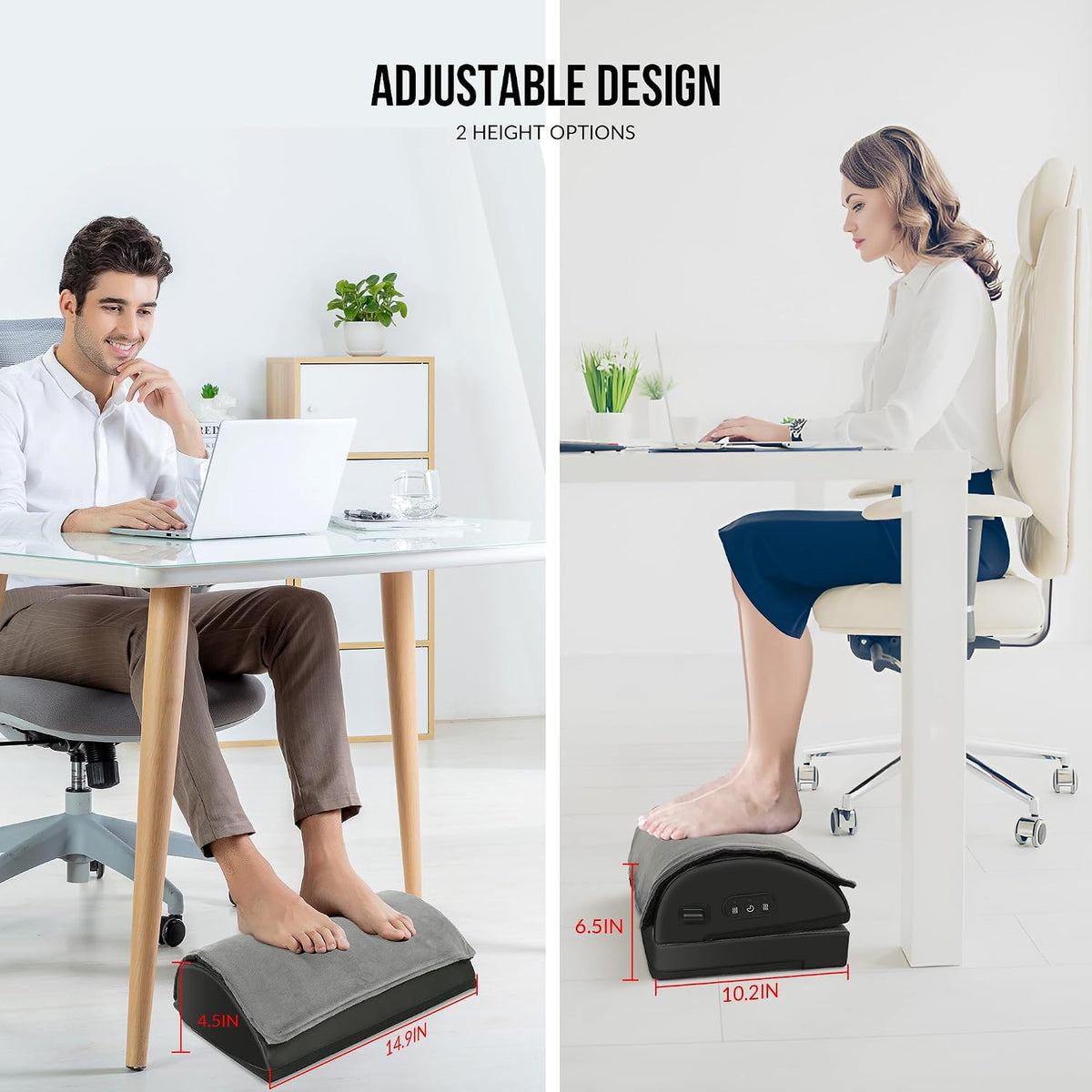 Snailax Heated Foot Rest Under Desk, Ergonomic Footrest with Vibration