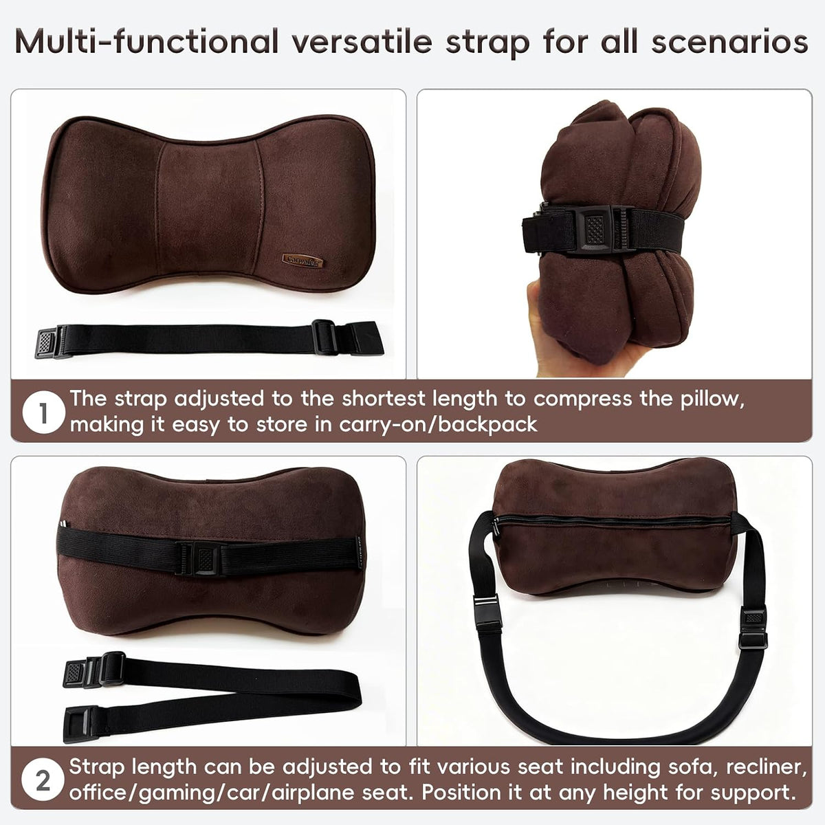 Car Neck Support Pillow Recliner Headrest Pillow for Neck Pain Relief Tan