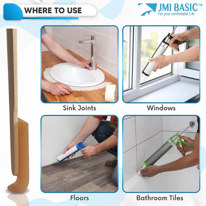 JMIBASIC Grout Caulk Finishing Tool - Multi Size 4 Pieces Set - Smooth Grout Sealant Silicone Caulking Tool - Rubber Spatula Spreader - Grout Sealer Applicator - Ergonomic Handle Grip_ABS (1.1 Inch)