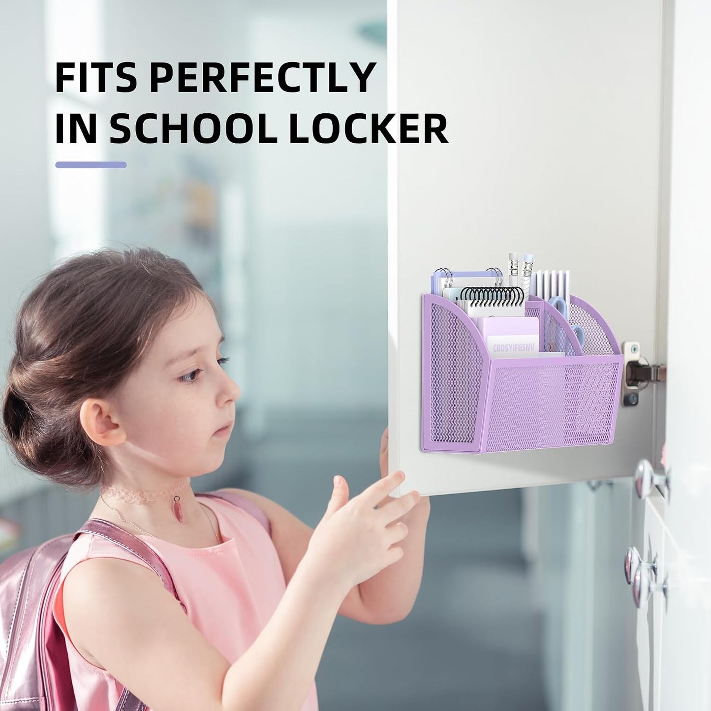 3-Grid Magnetic Pencil Holder, Strong Magnet Locker Organizer, Black | Mesh Magnetic Shelf, Marker Holder Perfect for Whiteboard, Refrigerator and Locker Accessories