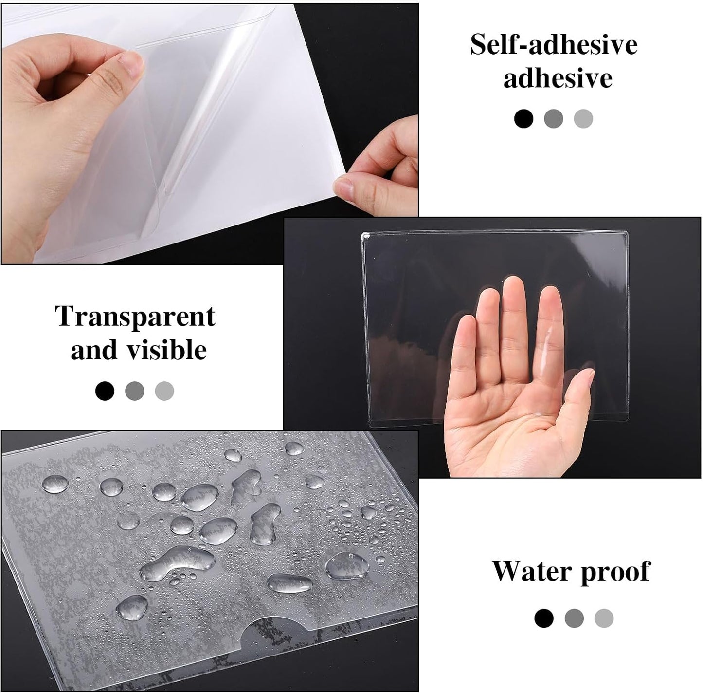 36 Pack 3" x 5" Adhesive Index Card Holders Clear PVC Label Holders | Top-loading label pockets, removable adhesive, clear PVC, for bins, shelves, totes, library and office use