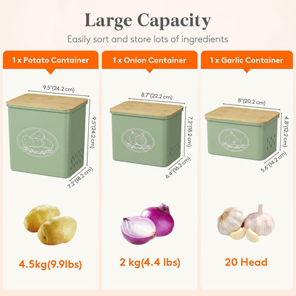 Lifewit Plastic Potato and Onion Storage Bin Box, Set of 3, White
