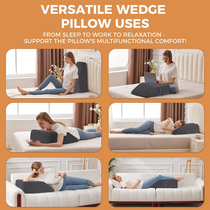 BIEEZZK Leg Elevation Pillow Blood Circulation, 23.6×16.8×8in, White/Grey