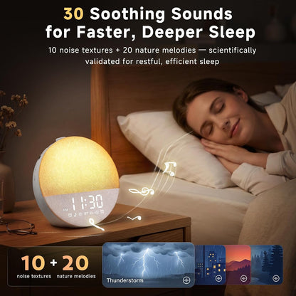 Geuuap Sunrise Alarm Clock, Natural Wake-Up Light White Noise Machine,Khaki