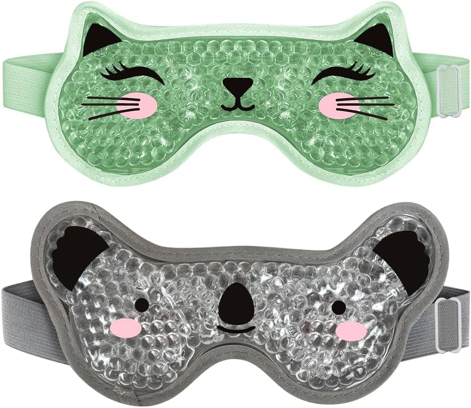 Kids Ice Packs 2 Packs Cooling Eye Mask with Soft Plush Backing