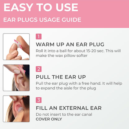 Peace&Quiet PQ Wax Ear Plugs for Sleeping - 30 Silicone Wax Earplugs