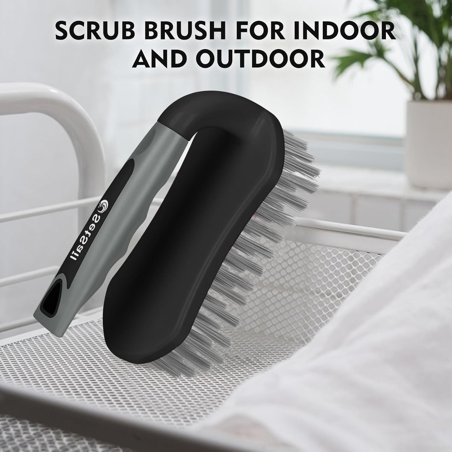 SetSail Scrub Brush, Heavy-Duty Scrub Brushes for Cleaning with Stiff Bristles Cleaning Brush for Shower, Bathroom, Carpet, Kitchen and Bathtub Scrubber - 2 Pack | Durable Bristles Ergonomic Non-Slip Tpr Grip. U-Style Hanging Loop for Storage. Use for
