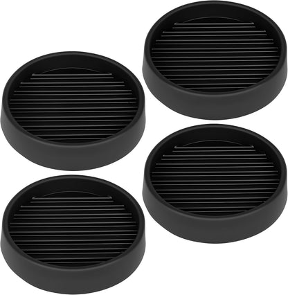 2X2 Round Rubber Caster Cups, Non Slip Furniture Pads - 4 Pack | Anti-Slip Gripper, Anti Skid Furniture Feet, Anti Slide Floor Protector for Bed Couch Table Chair Stoppers, Black