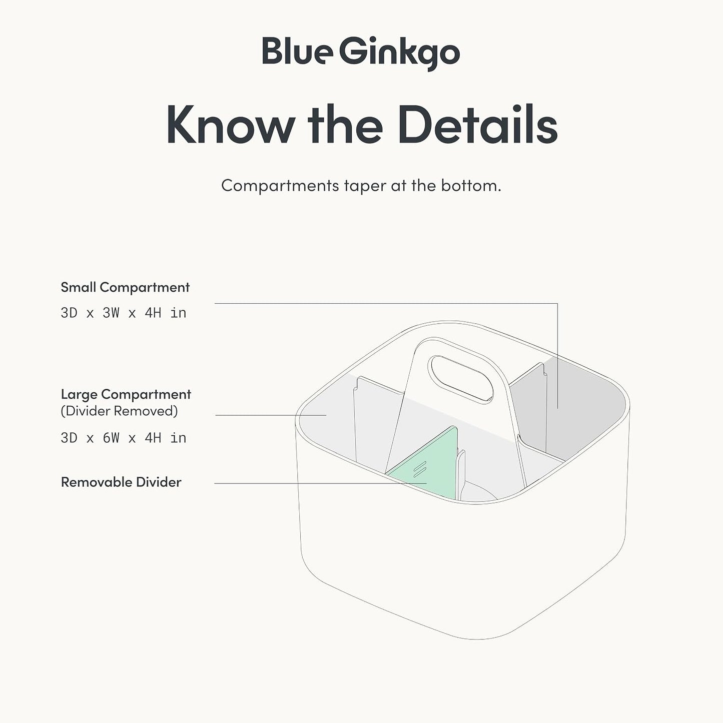 BLUE GINKGO Stackable Organizer Caddy, Rectangle, White, Made in Korea | Portable. Adjustable. Home, Office & School Storage.