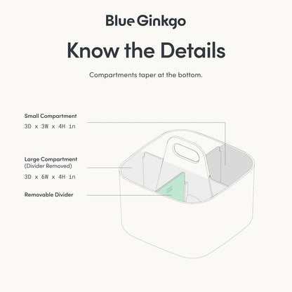 BLUE GINKGO Stackable Organizer Caddy, Rectangle, White, Made in Korea | Portable. Adjustable. Home, Office & School Storage.