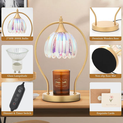 GOODBUY Candle Warmer Lamp with Timer Dimmable: Electric Candle Warmer Birthday Gifts for Women Mom - Candle Lamp Warmer House Warming Gifts New Home Decor - Wax Warmer for Jar Candles with 2 Bulbs