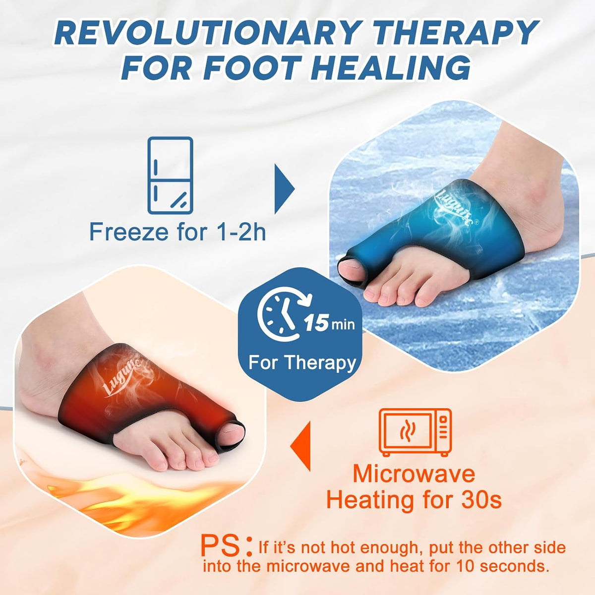 2-Pack Foot Ice Pack Wraps – Non-Slip Bunion Relief Socks with Hot & Cold Therapy for Gout, Swelling, Plantar Fasciitis, Hallux Valgus, and Sports Injuries