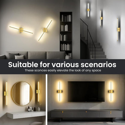 10000mAh Rechargeable Wall Lights, Black Gold, 29 Inch, 3CCT, 2 Pack