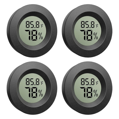 4-Pack Mini Hygrometer Thermometer, Indoor Temperature Humidity Monitor | Digital LCD Humidity Meter, Reptile Thermometer Fahrenheit (℉)/Celsius (℃) for Incubators, Greenhouse Gardens, Cellars, Jars