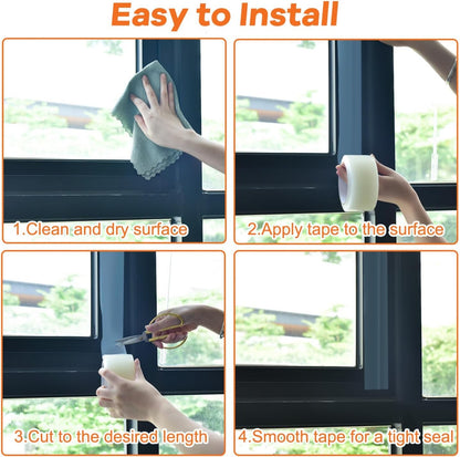 YoleShy Transparent Window Weather Sealing Tape 2 Inch x 30 Yards No Residue Heavy Duty Window Insulation Tape for Doors Winter Cold Draft Proof Gap Sealing Air Conditioner Window Seal