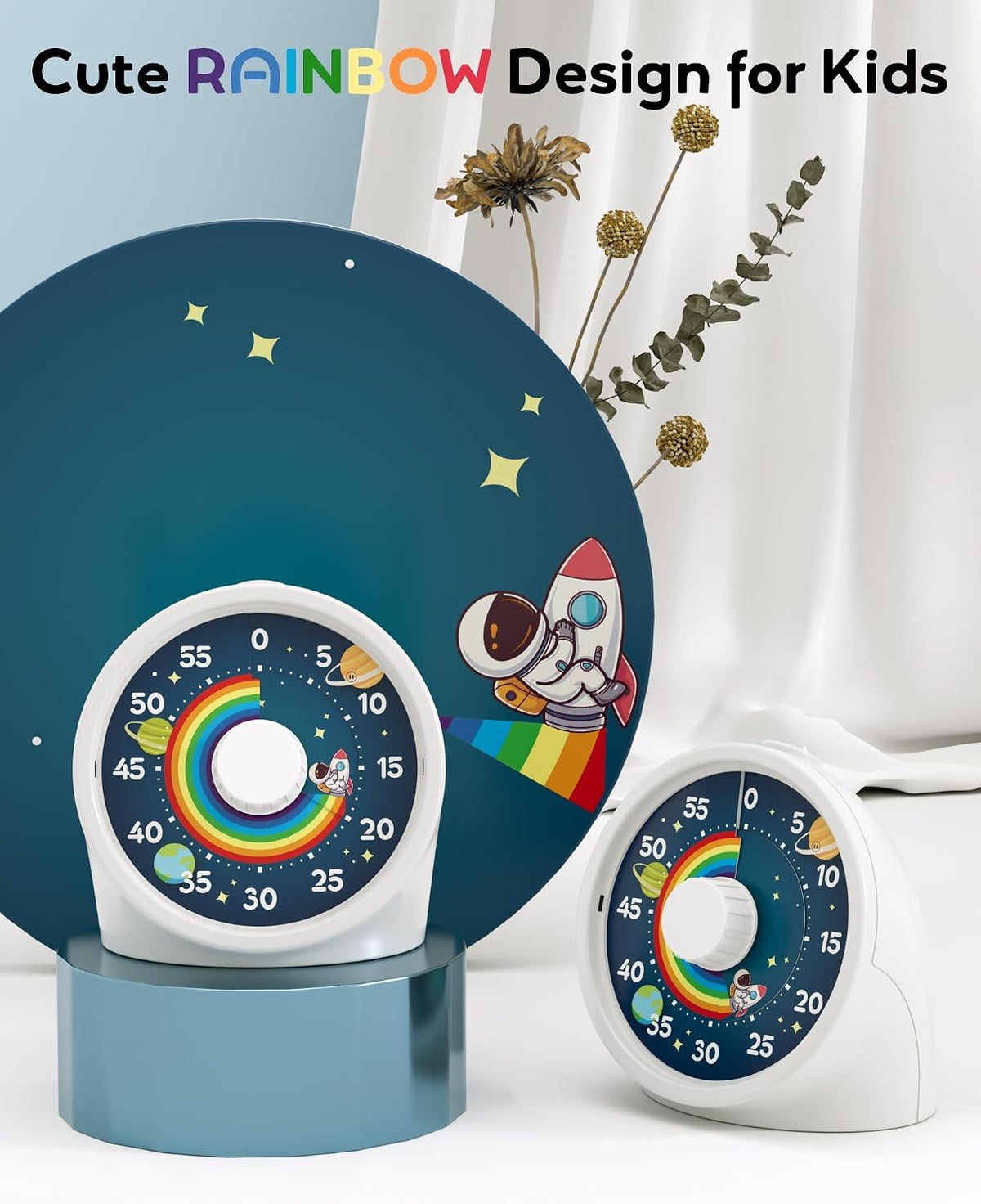 BellMan Visual Timer with Pause Button, Time Management Tool, Design for Home, Office and Gift, Rocket