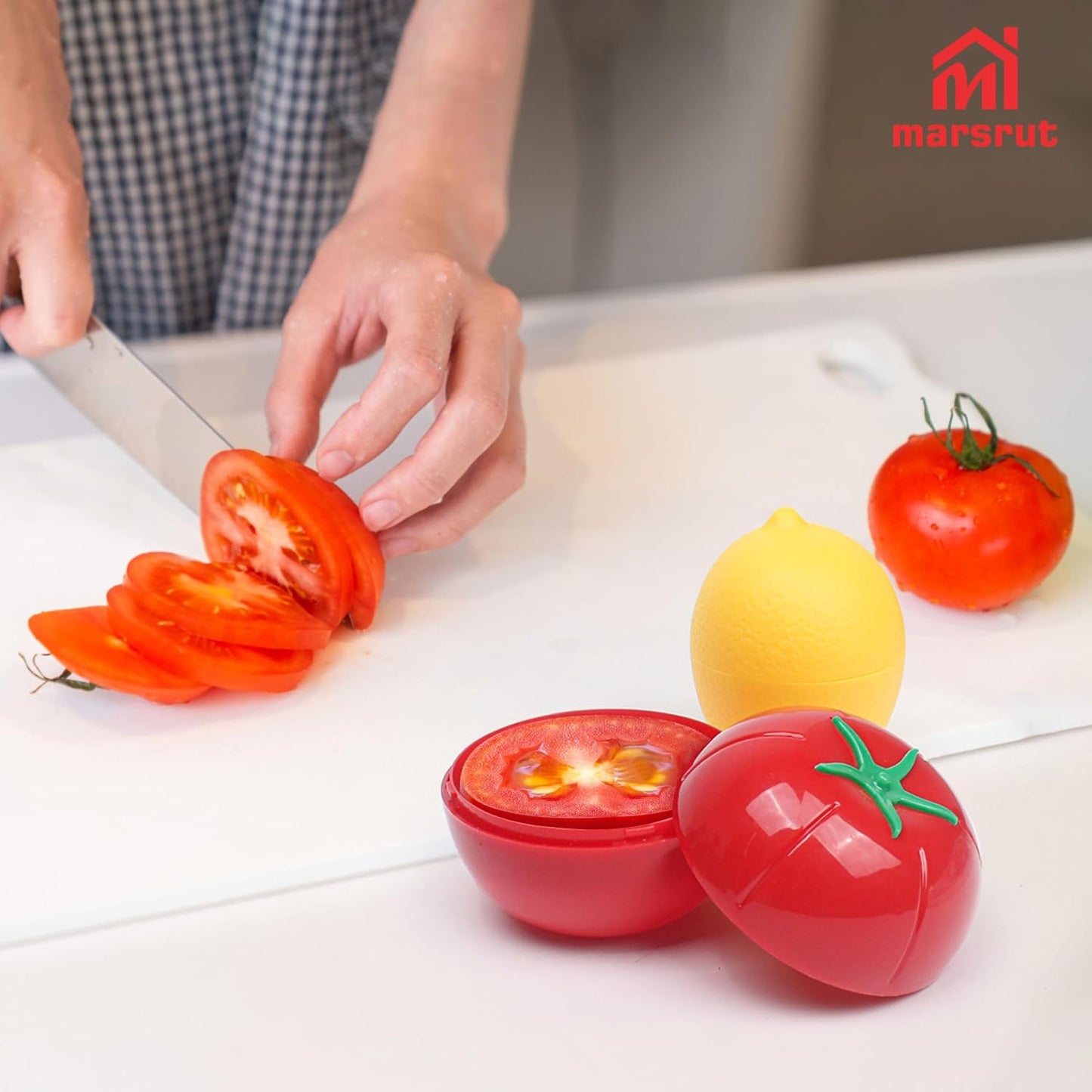 Marsrut 3pcs Vegetable Saver Storage, Onion Keeper for Refrigerator, Creative Container for Kitchen Garlic Onion Tomato Lemon Crisper Green Fruit Food Containers Holder with Lids