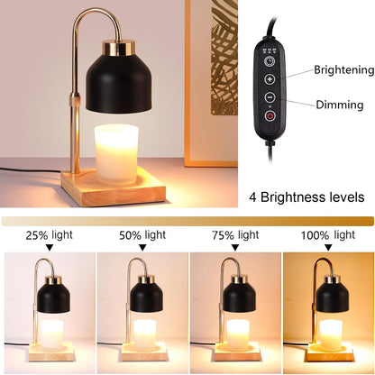 ANFOOS Candle Warmer Lamp with Timer and Dimmer, Adjustable Height Flameless Wax Melter for Jar Candles, 4-Level Brightness Control Electric Candle Warmer with 2 Bulbs, Home Decor Gift