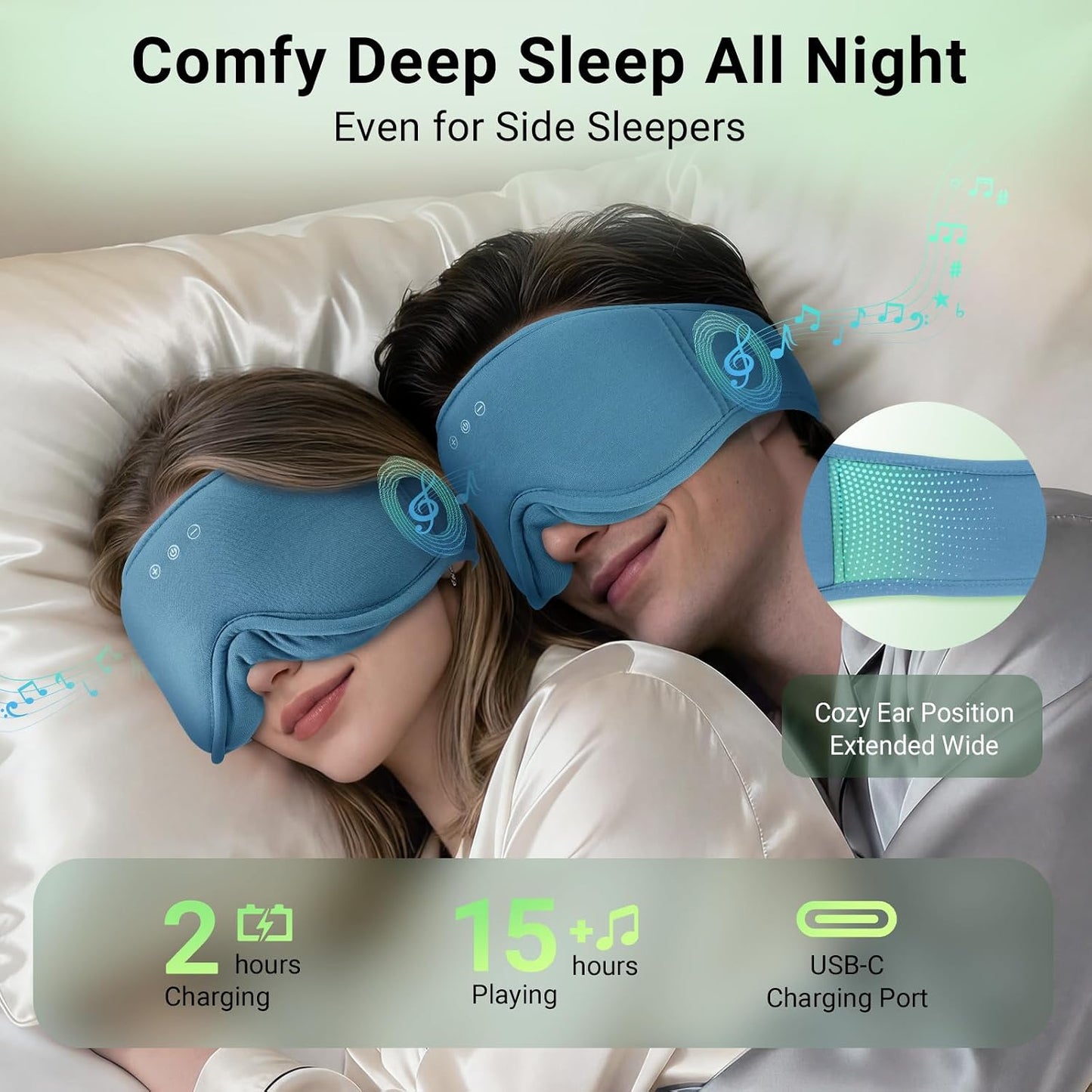 Sleep mask Headphones,100% Blackout 3D Zero Eye Pressure Bluetooth Sleep mask Breathable Eye mask with Bluetooth Headphones Sleep Headphones for Side Sleepers, 14H Playtime&Bluetooth 5.4 Black