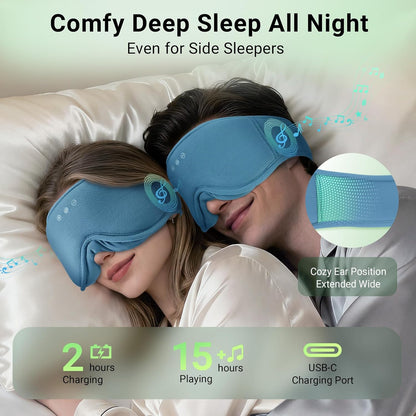 Sleep mask Headphones,100% Blackout 3D Zero Eye Pressure Bluetooth Sleep mask Breathable Eye mask with Bluetooth Headphones Sleep Headphones for Side Sleepers, 14H Playtime&Bluetooth 5.4 Black