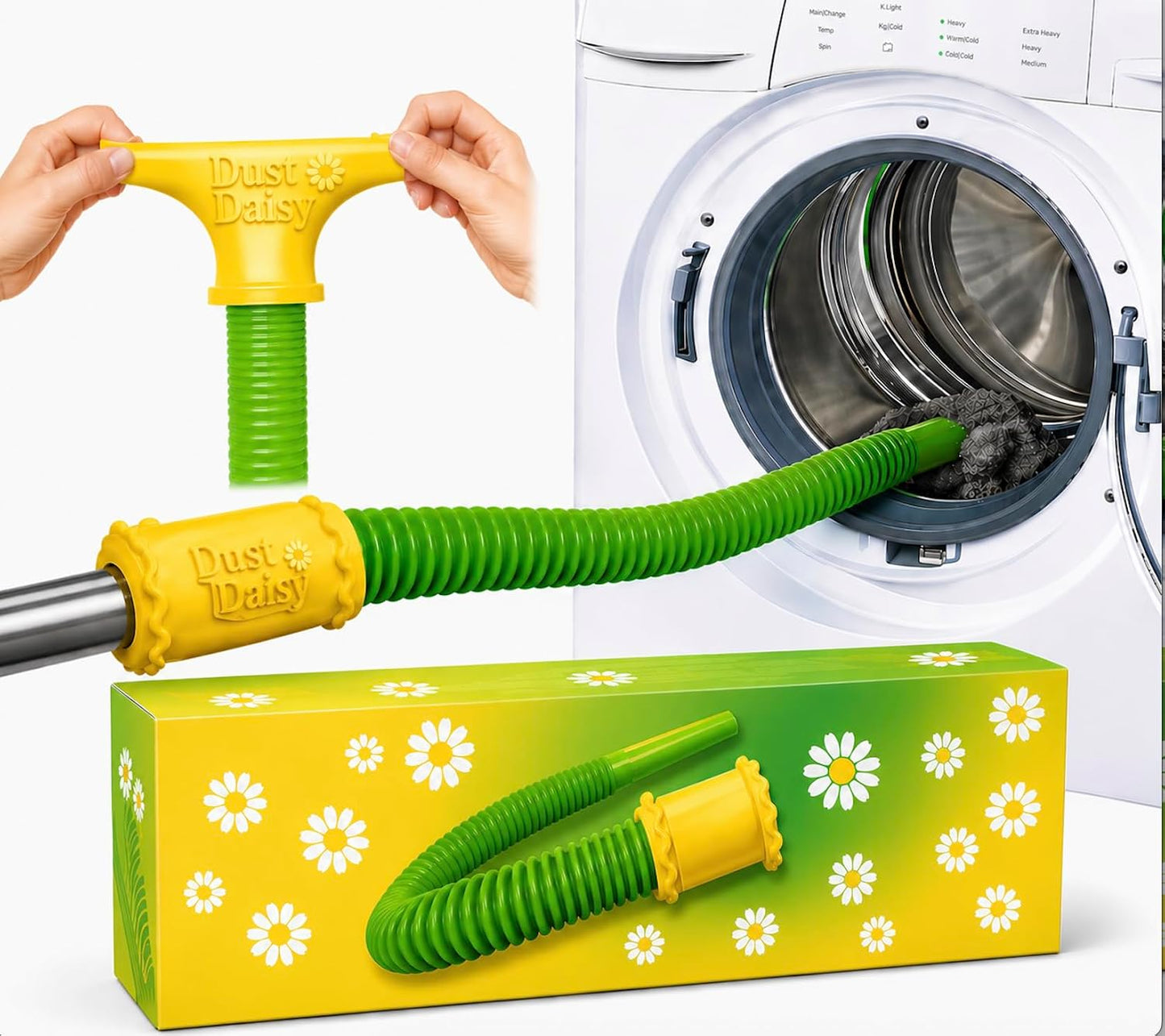 Dust Daisy Slip-On Dryer Vent Cleaner Kit, 30" Long | Vacuum Hose Attachment, Universal Connector, Lint Remover, Fits Most Vacuum Cleaners
