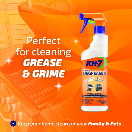 KH-7 Super Degreaser Multipurpose Cleaning Spray: The Heavy Duty All Purpose Cleaner for Your Home, Kitchen, Garage, Car & Laundry | Total Cleaner & Powerful Grease Remover, 26 oz